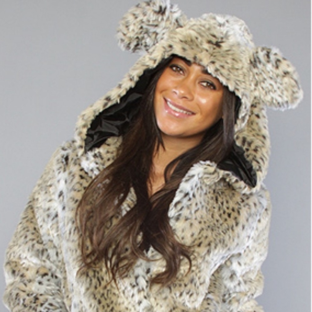 Leopard faux fur hooded jacket - Picture 6 of 9